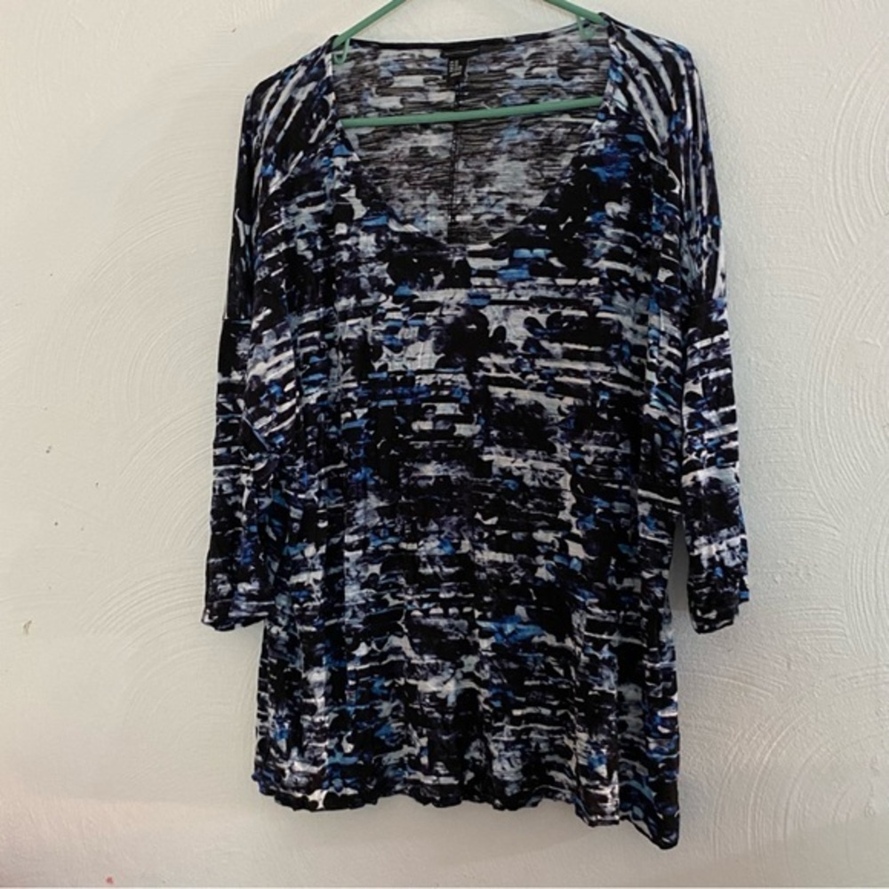 Mercer & Madison Shirt Women’s Plus Size 3X PullOver Blue-Black Stretch